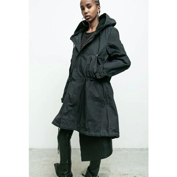 Nicholas K x Free People Byard Trench Coat with Waxed Cotton Size XS Like New - Picture 12 of 16